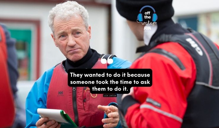 Graphic quote from the Off The Water Podcast on Volunteers and Volunteering