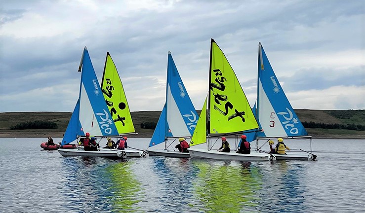 Windsurfing course demonstration on shore by coach at Yorkshire Dales SC