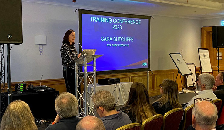 Sara Sutcliffe talking at the training conference