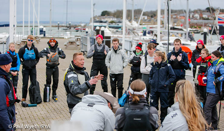 BKA members on shore with coach at Cowes.