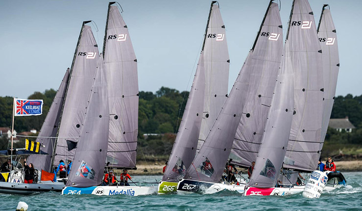 Teams lining up for a startline in RS21s at BKL final 2023