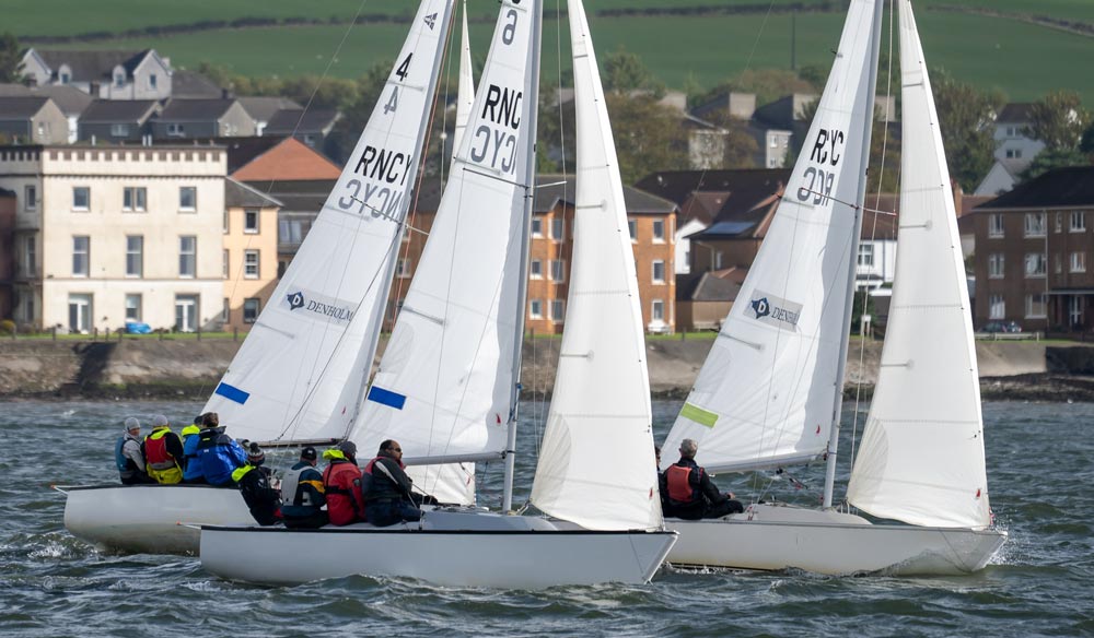 three keelboats racing at the royal northern and clyde yacht club. credit neill ross