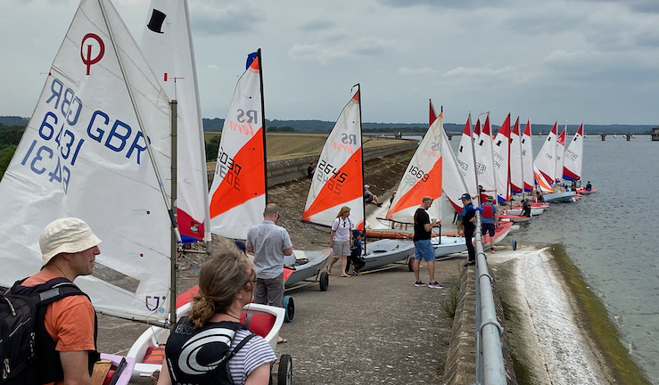 Dinghies being launched