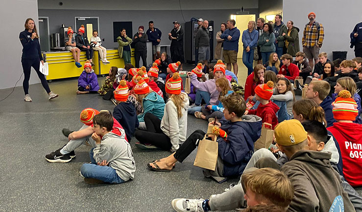 Room full of youth and junior sailors gathered at Plas Heli for the prize giving at the Welsh Youth & Junior Championships 2023.