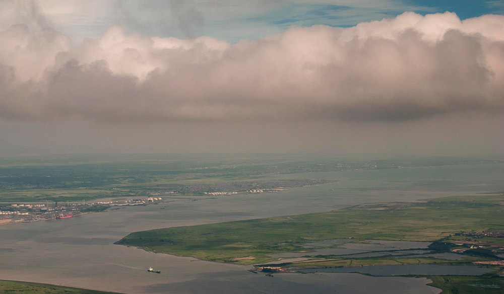 Near the estuary of the River Thames in Kent, England