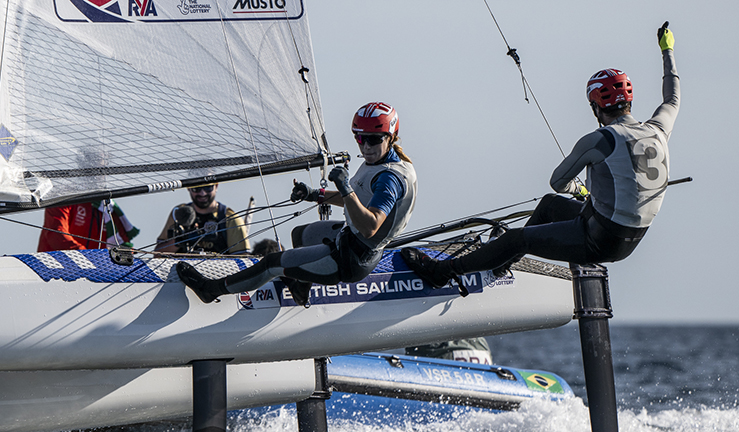 John Gimson and Anna Burnett win the Nacra 17 European Championships in Villamoura, Portugal.